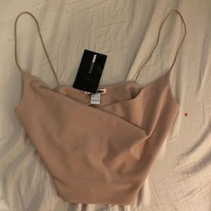 Fashion nova crop cow neck top size small